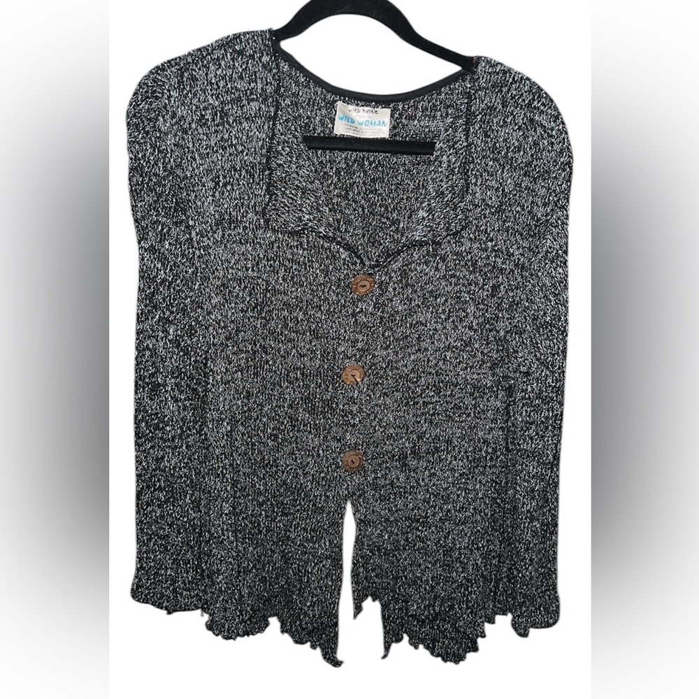 Wild Woman Marled Black & White Button Cardigan